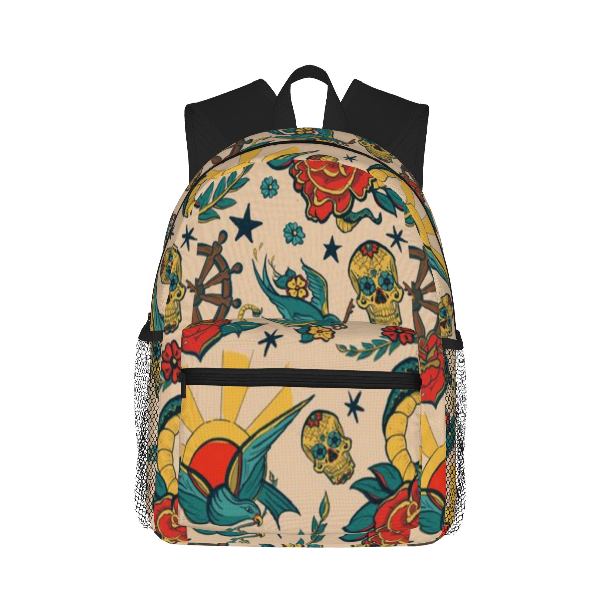 Interior Design Illustration - Punk-Tattoo-Muster-Design und Illustration. Lässiger Rucksack für