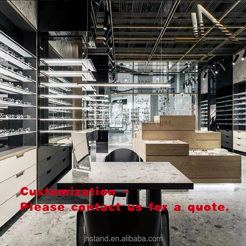 Interior Design Usa - Maßgefertigter Optiker-Präsentationstisch Inneneinrichtungsdesign Vitrinenschränke Moderne Möbel
