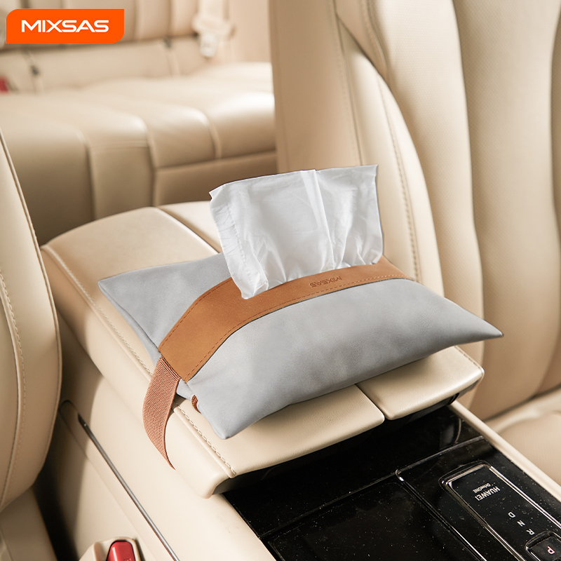 Interior Design Type - MIXSAS PU-Leder Auto-Taschentuchbox Kunstleder-Lammfell Hängedesign für