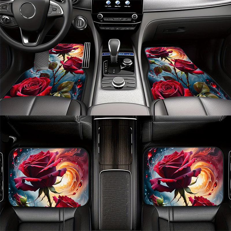 4 Stück rote Rosen-Autofußmatt – Interior Design Type Bewertung und Preis