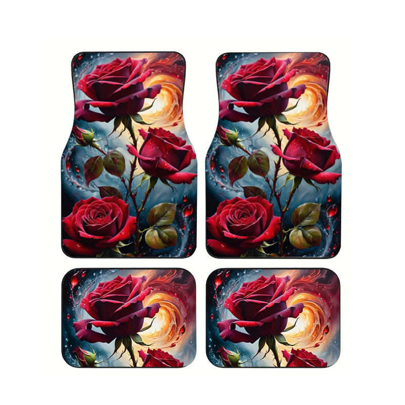 4 Stück rote Rosen-Autofußmatt – Interior Design Type Bewertung und Preis