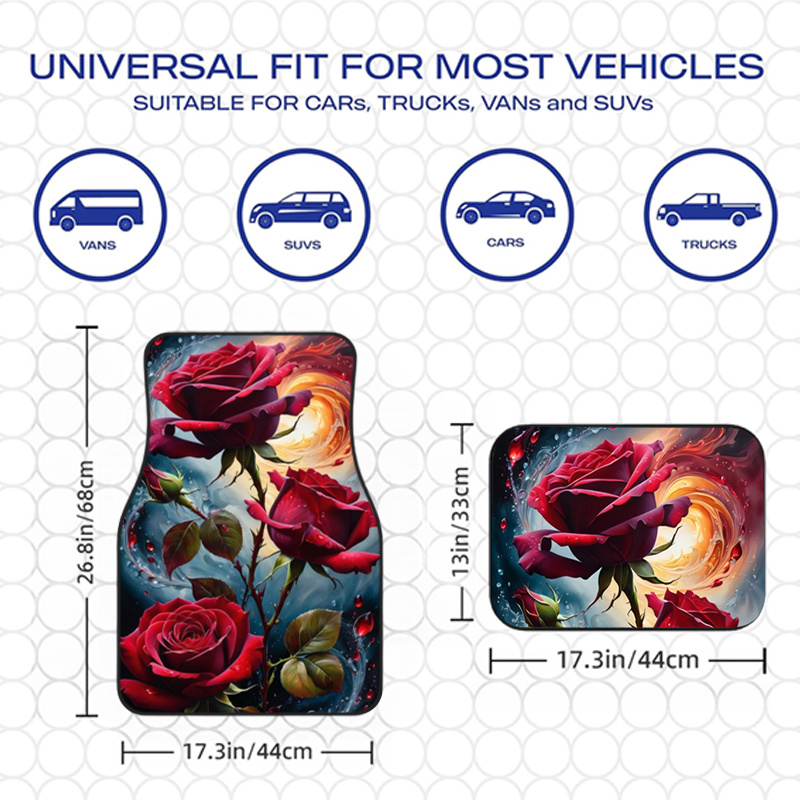 4 Stück rote Rosen-Autofußmatt – Interior Design Type Bewertung und Preis